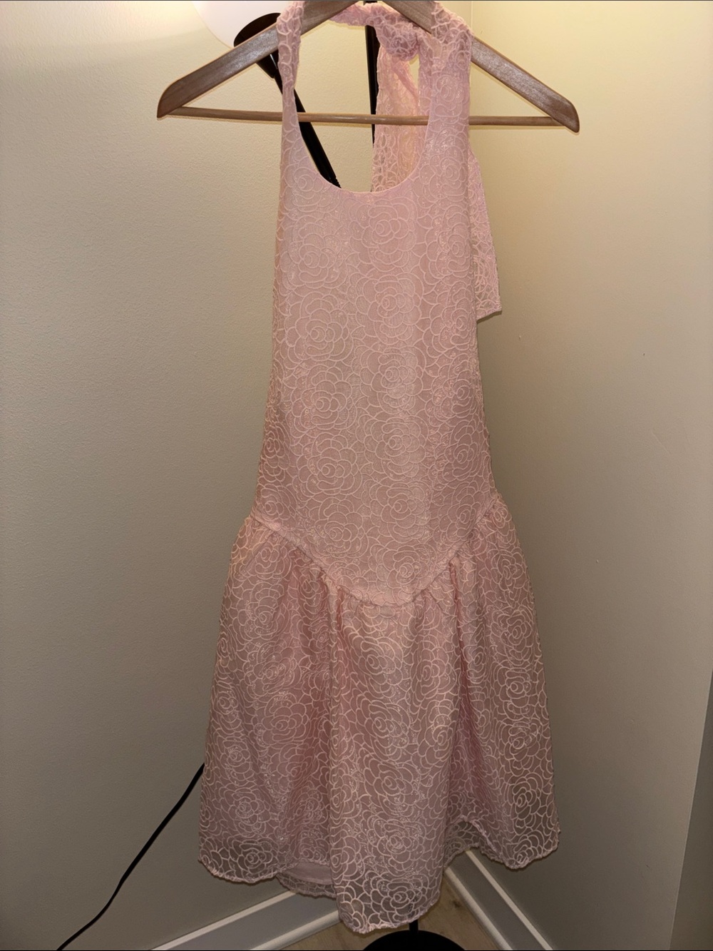H&M Light Pink Floral Lace Mini Dress Size Medium